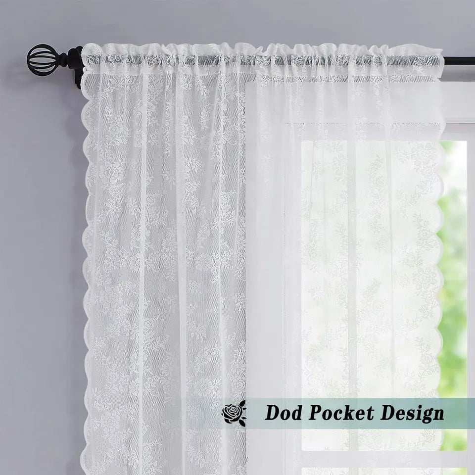 1pc vintage embroidered floral chiffon lace curtain for the living room, privacy curtain panel
