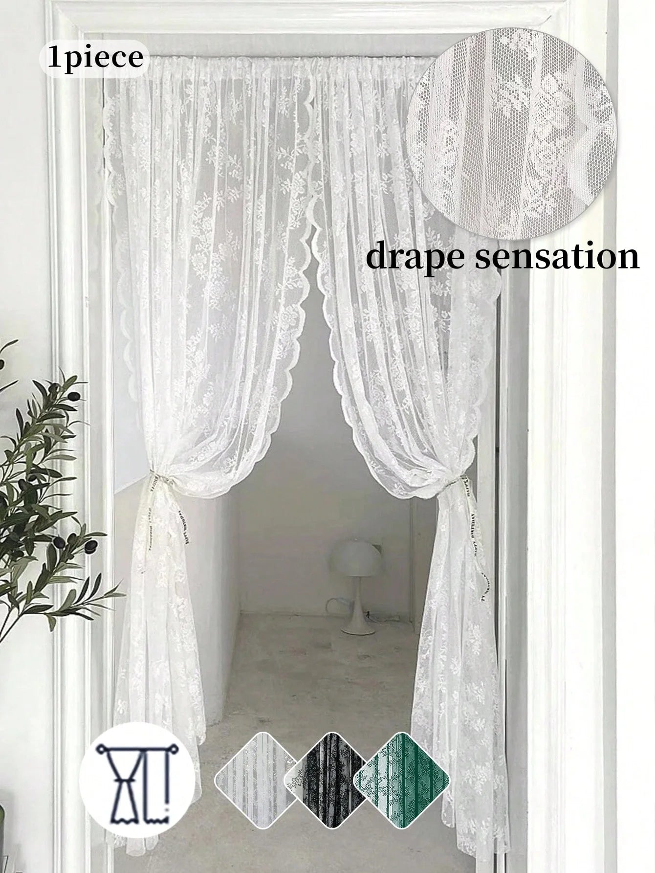 1pc vintage embroidered floral chiffon lace curtain for the living room, privacy curtain panel