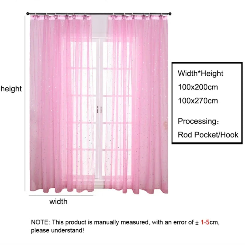 Hot Stamping Silver Stars Tulle Sheer Curtains Home Fashion Window Elegant Country Style 100*200cm/100*270cm Decorative Curtains