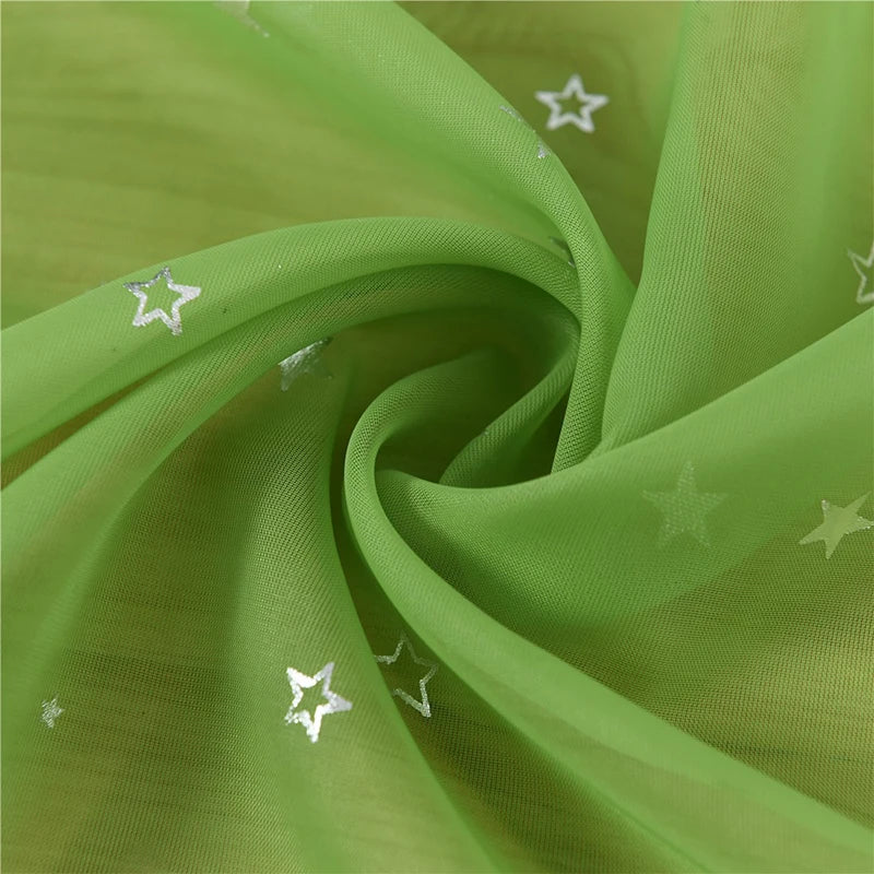 Hot Stamping Silver Stars Tulle Sheer Curtains Home Fashion Window Elegant Country Style 100*200cm/100*270cm Decorative Curtains