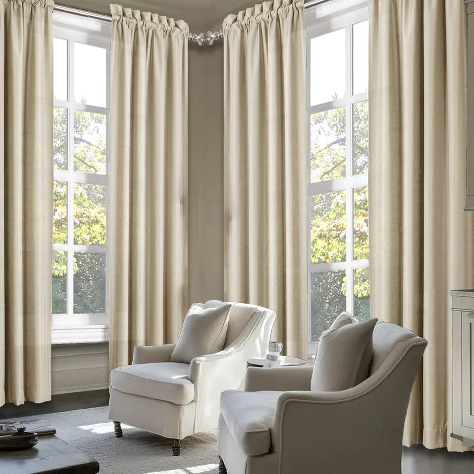 4pcs Light Filtering Curtains - Elegant Colour Fade-Resistant Polyester with Rod Pocket Design, Perfect for Living Room, Bedroom