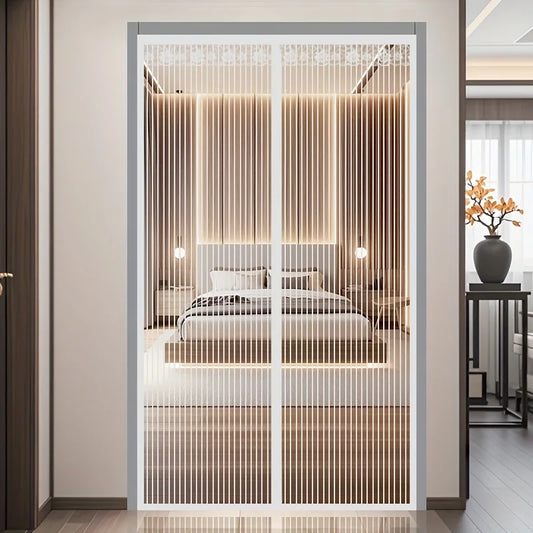 White Striped Magnetic Mosquito Net Curtains Available in Various Sizes, Designed for Summer to Keep Insects